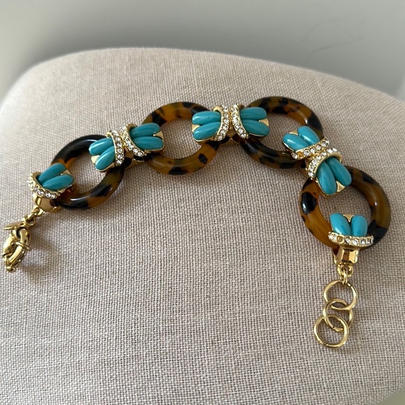J. Crew Turquoise Tortoise Circle Link Bracelet - Picture 6 of 8